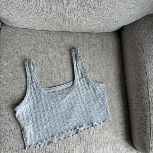 Aerie Gray Ribbed Crop Top - Picture 3 of 3